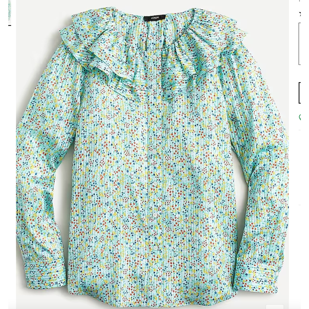 J.Crew Ruffle Top FIELD DAY PRINT Blouse | Sz M, NWT AW869